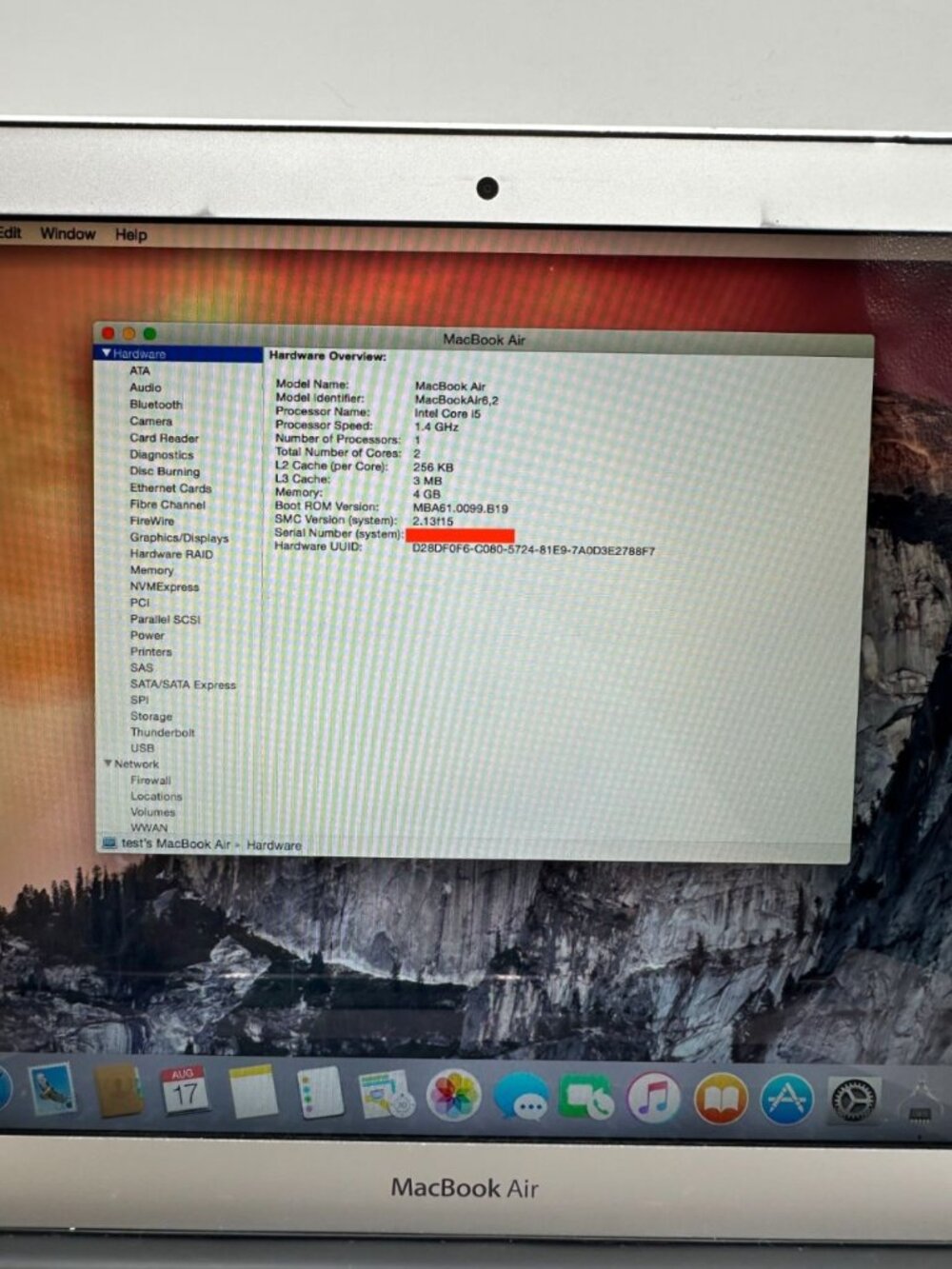 Apple MacBook Air 13" A1466 Early 2014 Intel Core i5 1.4GHz 4GB 128GB SSD - Picture 6 of 16
